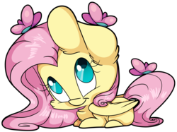 Size: 7164x5359 | Tagged: safe, artist:cutepencilcase, fluttershy, butterfly, g4, absurd resolution, cute, female, shyabetes, simple background, solo, transparent background