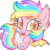 Size: 985x983 | Tagged: safe, artist:centchi, oc, oc only, oc:paper stars, bat pony, pony, amputee, chibi, cute, cute little fangs, fangs, female, looking at you, paperbetes, rainbow hair, simple background, solo, sparkly mane, transparent background