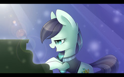 Size: 1280x800 | Tagged: safe, artist:blacki, coloratura, earth pony, pony, g4, the mane attraction, chest fluff, clothes, female, i am just a pony, mare, musical instrument, open mouth, piano, rara, scene interpretation, smiling, solo, the magic inside