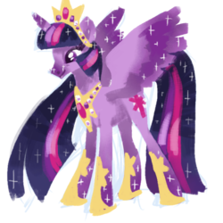 Size: 600x600 | Tagged: safe, artist:needsmoarg4, twilight sparkle, alicorn, pony, g4, big crown thingy, female, hilarious in hindsight, jewelry, mare, older, regalia, simple background, solo, sparkles, twilight sparkle (alicorn), ultimate twilight, white background