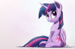 Size: 1500x993 | Tagged: safe, artist:ncmares, twilight sparkle, alicorn, pony, g4, chest fluff, cute, female, signature, simple background, sitting, smiling, solo, twiabetes, twilight sparkle (alicorn), white background