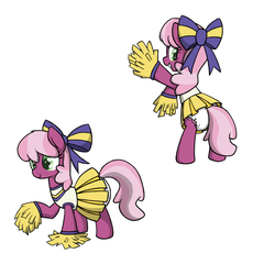 Size: 2000x2000 | Tagged: safe, artist:skitter, cheerilee, earth pony, pony, g4, the cart before the ponies, cheeribetes, cheerileeder, cheerleader, clothes, cute, diaper, diaper under clothes, female, hair bow, high res, non-baby in diaper, pom pom, skirt, solo, upskirt
