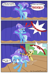 Size: 1023x1543 | Tagged: safe, artist:gonzahermeg, trixie, pony, unicorn, g4, crossover, el tio la vara, female, jose mota, mare, ponified, spanish, stage, translated in the comments