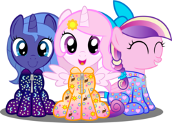 Size: 4200x3000 | Tagged: safe, artist:spellboundcanvas, princess cadance, princess celestia, princess luna, alicorn, pony, g4, cewestia, cute, cutedance, cutelestia, female, filly, filly cadance, filly celestia, filly luna, footed sleeper, lunabetes, onesie, pink-mane celestia, s1 luna, simple background, spellboundcanvas is trying to murder us, sweet dreams fuel, transparent background, weapons-grade cute, woona, younger