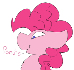 Size: 600x570 | Tagged: safe, artist:aquestionableponyblog, pinkie pie, g4, bust, dialogue, female, floppy ears, ponut, portrait, simple background, smiling, solo, white background