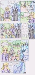 Size: 1272x2744 | Tagged: safe, artist:zoarenso, applejack, ms. harshwhinny, princess luna, anthro, comic:harsh apples, g4, comic, harsh apples, younger