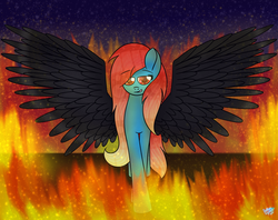 Size: 1024x810 | Tagged: safe, artist:northlights8, oc, oc only, pony, fire, solo