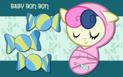 Size: 2560x1600 | Tagged: safe, artist:alicehumansacrifice0, bon bon, sweetie drops, pony, g4, baby, baby pony, candy, female, food, solo, wallpaper