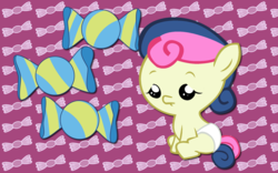 Size: 2560x1600 | Tagged: safe, artist:alicehumansacrifice0, bon bon, sweetie drops, earth pony, pony, g4, baby, baby pony, candy, female, food, solo, wallpaper