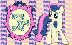 Size: 2560x1600 | Tagged: safe, artist:alicehumansacrifice0, artist:kooner-cz, artist:lord-giampietro, bon bon, sweetie drops, earth pony, pony, g4, abstract background, coat of arms, female, heraldry, mare, solo, wallpaper