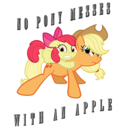 Size: 1000x1000 | Tagged: safe, artist:davidsfire, apple bloom, applejack, g4, apple bloom riding applejack, big sister instinct, ponies riding ponies, riding, simple background, text, transparent background, vector