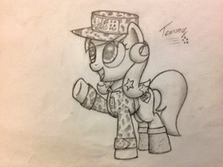 Size: 2592x1936 | Tagged: safe, artist:squeaky-belle, oc, oc only, oc:temmy, pony, army, drawing, nation ponies, national day, pencil drawing, ponified, singapore, solo, traditional art