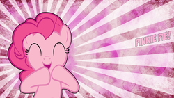 Size: 1920x1080 | Tagged: safe, artist:blackgryph0n, artist:decompressor, artist:kigaroth, edit, pinkie pie, earth pony, pony, g4, cute, eyes closed, female, mare, solo, text, wallpaper, wallpaper edit