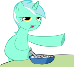 Size: 4000x3621 | Tagged: safe, artist:fabulouspony, lyra heartstrings, pony, unicorn, g4, artifact, bowl, cereal, cereal guy, eating, female, food, high res, mare, meme, show accurate, simple background, solo, spoon, transparent background, vector