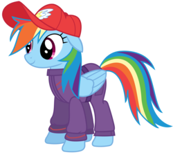 Size: 2488x2231 | Tagged: safe, artist:sketchmcreations, rainbow dash, g4, the cart before the ponies, clothes, floppy ears, hat, high res, jumpsuit, simple background, transparent background, vector