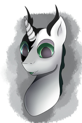 Size: 2000x3000 | Tagged: safe, artist:chapaevv, oc, oc only, oc:tounicoon, changeling, changepony, hybrid, abstract background, big eyes, changeling oc, green tongue, high res, tongue out
