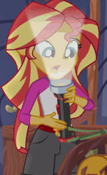 Size: 330x540 | Tagged: safe, screencap, sunset shimmer, equestria girls, g4, my little pony equestria girls: legend of everfree, 2spooky, adorkable, animated, clothes, cropped, cute, dork, female, flashlight (object), making faces with a flashlight, shimmerbetes, shorts, smiling, solo, spoopy, tent