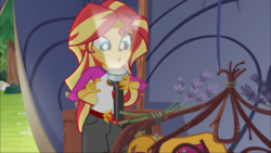 Size: 1366x768 | Tagged: safe, screencap, sunset shimmer, equestria girls, g4, my little pony equestria girls: legend of everfree, flashlight (object), making faces with a flashlight, tent