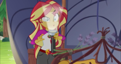 Size: 1366x723 | Tagged: safe, screencap, sunset shimmer, equestria girls, g4, my little pony equestria girls: legend of everfree, flashlight (object), making faces with a flashlight, tent