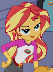 Size: 347x464 | Tagged: safe, screencap, sunset shimmer, equestria girls, g4, my little pony equestria girls: legend of everfree, animated, cropped, eyebrow wiggle, female, solo