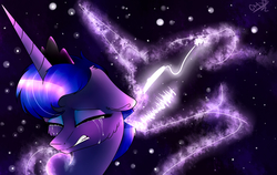 Size: 1900x1200 | Tagged: safe, artist:coolmoonxx, princess luna, tantabus, g4, crying, eyes closed, floppy ears, grin, gritted teeth, smiling