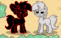 Size: 384x244 | Tagged: safe, oc, oc only, oc:caki, oc:statueunicorn, pony, pony town, photo shoot of caki