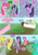 Size: 1000x1419 | Tagged: safe, artist:emilou1985, applejack, pinkie pie, rainbow dash, spike, twilight sparkle, oc, alicorn, pony, comic:signs, g4, alternate universe, baby shower, cake, comic, food, pregnant, twilight sparkle (alicorn), winged spike, wings