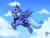 Size: 1023x778 | Tagged: safe, artist:thatweirdpigeonlady, princess luna, alicorn, pony, g4, cloud, female, flying, s1 luna, solo