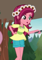 Size: 250x355 | Tagged: safe, screencap, fluttershy, gloriosa daisy, equestria girls, g4, my little pony equestria girls: legend of everfree, animated, cute, daisybetes, female, gif, hips, magical geodes