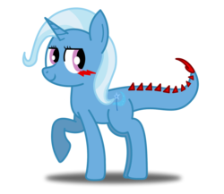 Size: 1614x1400 | Tagged: safe, artist:bladedragoon7575, trixie, monster pony, original species, tatzlpony, g4, female, newbie artist training grounds, raised hoof, solo, species swap, tatzlxie