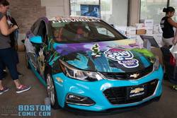 Size: 1012x675 | Tagged: safe, discord, queen chrysalis, twilight sparkle, alicorn, human, g4, boston comic con, car, chevrolet, chevrolet cruze, guardians of harmony, irl, irl human, itasha, photo, twilight sparkle (alicorn)