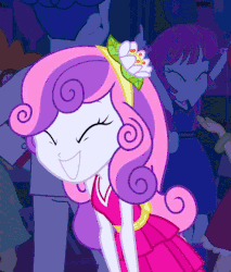 Size: 494x579 | Tagged: safe, screencap, curly winds, mystery mint, scootaloo, scribble dee, some blue guy, sweetie belle, equestria girls, g4, my little pony equestria girls, animated, boots, bracelet, cropped, cute, dancing, diasweetes, fall formal, fall formal outfits, flower, flower in hair, gif, high heel boots, jewelry, solo focus