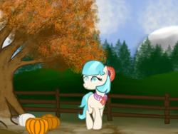 Size: 800x600 | Tagged: safe, artist:silversthreads, coco pommel, g4, autumn, female, food, pumpkin, solo