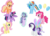 Size: 5736x4116 | Tagged: safe, artist:osipush, applejack, fluttershy, pinkie pie, rainbow dash, rarity, starlight glimmer, twilight sparkle, alicorn, earth pony, pegasus, pony, unicorn, g4, absurd resolution, balloon, female, floating, flying, glimmer wings, levitation, magic, mane six, mare, simple background, spread wings, telekinesis, transparent background, twilight sparkle (alicorn), vector, wings