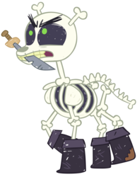 Size: 7000x9000 | Tagged: safe, artist:tardifice, skeleton pony, dungeons and discords, g4, absurd resolution, bone, dagger, mouth hold, simple background, skeleton, solo, transparent background, vector, weapon