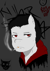 Size: 2480x3507 | Tagged: safe, artist:exile, oc, oc only, oc:clarence, pegasus, pony, bust, high res, portrait, smoking, solo