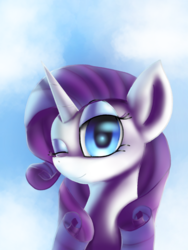 Size: 1536x2048 | Tagged: safe, artist:silviasilvar, rarity, g4, bust, female, one eye closed, portrait, solo, wink