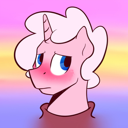 Size: 1024x1024 | Tagged: safe, artist:timidwithapen, oc, oc only, oc:drawalot, pony, unicorn, clothes, jumper, redesign