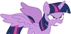 Size: 6246x3000 | Tagged: safe, artist:cloudy glow, twilight sparkle, alicorn, pony, g4, twilight's kingdom, .ai available, angry, female, mare, simple background, solo, spread wings, transparent background, twilight sparkle (alicorn), vector, wings