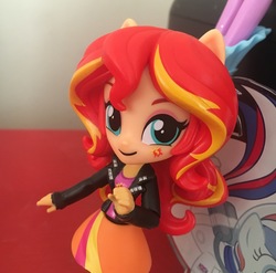 Size: 3024x2985 | Tagged: safe, sunset shimmer, equestria girls, g4, black underwear, clothes, cute, doll, equestria girls minis, high res, irl, jacket, leather jacket, panties, photo, skirt, toy, underwear