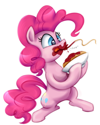 Size: 1622x2037 | Tagged: safe, artist:autumn-dreamscape, pinkie pie, g4, eating, female, food, messy eating, pasta, solo, spaghetti