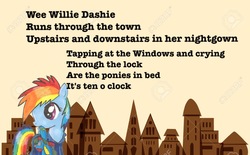 Size: 1280x793 | Tagged: source needed, safe, rainbow dash, g4, clothes, mother goose, nursery rhyme (poem), pajamas