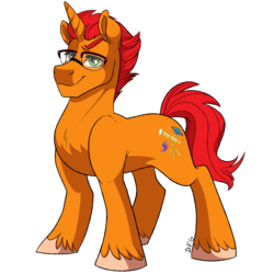 Size: 1600x1600 | Tagged: safe, artist:dragonfoxgirl, oc, oc only, oc:sunflare, pony, unicorn, glasses, male, simple background, smug, solo, stallion, transparent background