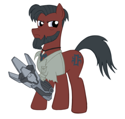 Size: 3003x2848 | Tagged: safe, artist:edcom02, artist:jmkplover, pony, amputee, avengers: age of ultron, high res, klaw, ponified, prosthetic limb, prosthetics, simple background, solo, transparent background, ulysses klaue