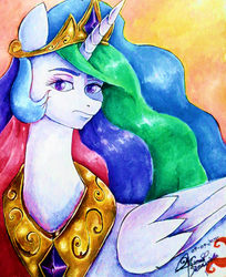 Size: 1460x1792 | Tagged: safe, artist:mannybcadavera, princess celestia, g4, female, solo, traditional art