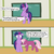 Size: 2000x2000 | Tagged: safe, artist:vanillaghosties, cheerilee, twilight sparkle, alicorn, pony, g4, atg 2016, chalkboard, comic, floppy ears, high res, missing cutie mark, newbie artist training grounds, pushing, twilight sparkle (alicorn)