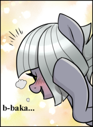 Size: 964x1320 | Tagged: safe, artist:pencils, edit, limestone pie, earth pony, pony, comic:anon's pie adventure, g4, baka, blushing, cropped, cute, female, limabetes, limetsun pie, mare, open mouth, solo, tsundere