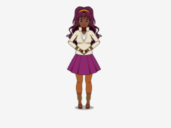 Size: 800x600 | Tagged: safe, artist:icicle-nicicle-1517 kisekae, saffron masala, human, g4, anklet, bracelet, clothes, dark skin, ear piercing, earring, feet, female, humanized, jewelry, kisekae, pants, piercing, pleated skirt, sandals, simple background, skirt, solo, white background
