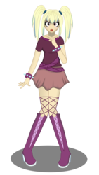 Size: 1080x1920 | Tagged: safe, artist:blaststar33, sonata dusk, equestria girls, g4, alternate universe, boots, clothes, female, fishnet stockings, high heel boots, high heels, human coloration, humanized, pigtails, scared, skirt, socks, solo, stockings, thigh highs, twintails, zettai ryouiki
