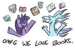 Size: 1000x665 | Tagged: safe, artist:romaniz, twilight sparkle, g4, book, crossover, dark souls, open mouth, seath the scaleless, simple background, smiling, that pony sure does love books, white background